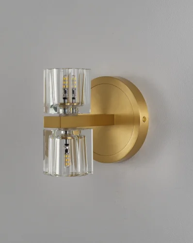 Бра Brass V11016-2W Moderli прозрачный на 2 лампы, основание золотое латунь в стиле современный американский 