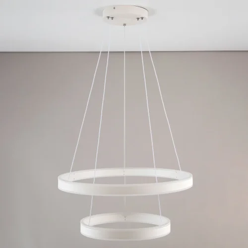 Светильник подвесной LED с пультом Дуэт CL719640 Citilux белый 1 лампа, основание белое в стиле модерн минимализм кольца с пультом фото 2