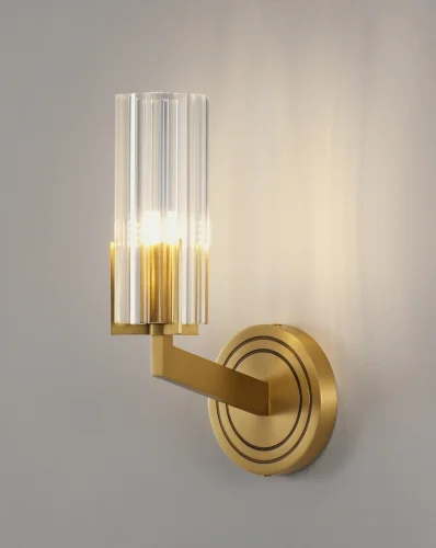 Бра Brass V11015-1W Moderli прозрачный на 1 лампу, основание золотое латунь в стиле современный американский фото 2