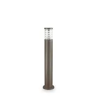 Парковый светильник TRONCO PT1 H80 COFFEE Ideal Lux уличный IP44 коричневый на 1 лампу, плафон прозрачный в стиле современный E27