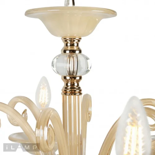 Люстра подвесная Classic P2318-6GD iLamp без плафона на 6 ламп, основание бежевое золотое в стиле современный американский фото 3