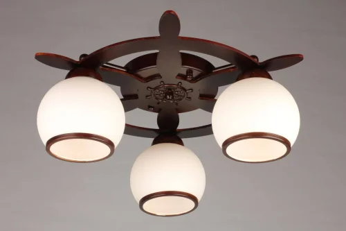 Люстра потолочная Fronteira OML-50507-03 Omnilux белая на 3 лампы, основание коричневое в стиле кантри  фото 2