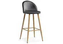 Барный стул Dodo 1 dark grey with edging / wood 15127 Woodville, серый/велюр, ножки/металл/натуральный, размеры - ****440*510