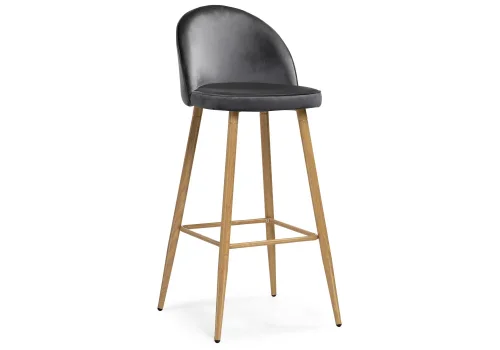 Барный стул Dodo 1 dark grey with edging / wood 15127 Woodville, серый/велюр, ножки/металл/натуральный, размеры - ****440*510