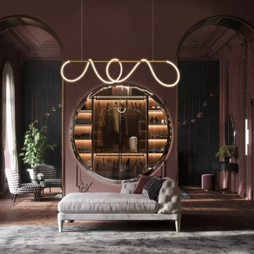 Светильник подвесной LED Thread 10388P/B Brass LOFT IT белый на 1 лампу, основание бронзовое в стиле хай-тек современный минимализм линейный гибкий неон фото 7