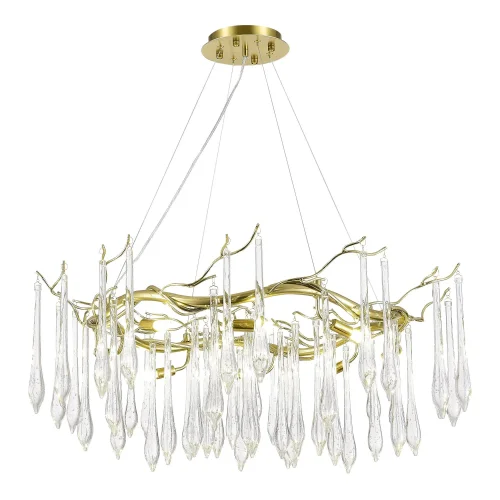 Люстра подвесная Teardrops SL1660.203.10 ST-Luce прозрачная на 10 ламп, основание золотое в стиле флористика современный ветви