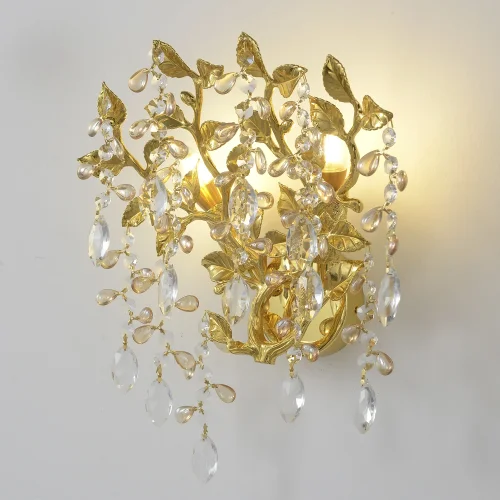 Бра EDEN AP2 GOLD Crystal Lux прозрачный на 2 лампы, основание золотое в стиле флористика фото 7