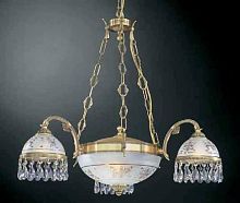 Люстра подвесная  L 6000/3+2 Reccagni Angelo белая прозрачная на 5 ламп, основание античное бронза в стиле классика 