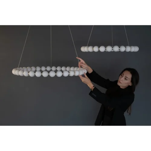 Люстра подвесная LED 0851CL-81GD Milosh Tendence белая на 1 лампу, основание золотое в стиле современный шар фото 4