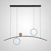 Светильник подвесной ABIGAIL LONG Black Blue 203494-23 ImperiumLoft чёрный на 3 лампы, основание коричневое в стиле современный 