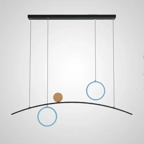 Светильник подвесной ABIGAIL LONG Black Blue 203494-23 ImperiumLoft чёрный на 3 лампы, основание коричневое в стиле современный 