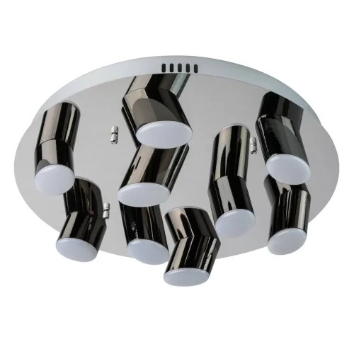 Люстра потолочная LED Фленсбург 609013809 DeMarkt белая чёрная на 9 ламп, основание хром в стиле хай-тек 