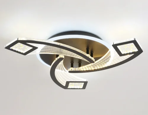 Люстра потолочная LED с пультом FA4477 Ambrella light чёрная на 1 лампа, основание чёрное в стиле современный хай-тек с пультом фото 4