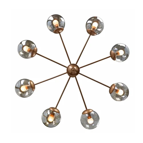 Люстра потолочная V4864-8/8PL Vitaluce янтарная на 8 ламп, основание медь в стиле арт-деко шар фото 3