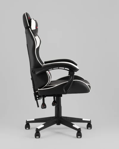 Кресло спортивное TopChairs Shadow, черно-белый УТ000039461 Stool Group, чёрный/экокожа, ножки/полимер/чёрный, размеры - 1250*1350***490*470 фото 5