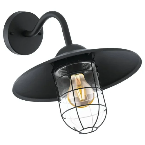 Настенный светильник MELGOA 94792 Eglo уличный IP44 чёрный 1 лампа, плафон прозрачный в стиле современный E27