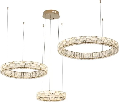 Люстра подвесная LED с пультом Gabbana 4014/03/03P Stilfort прозрачная на 1 лампу, основание золотое в стиле современный кольца с пультом