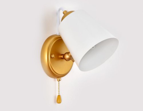 Бра с выключателем TR3103 Ambrella light белый на 1 лампа, основание золотое в стиле современный  фото 2