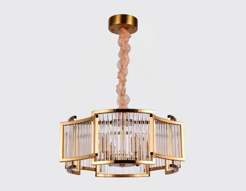Люстра подвесная Traditional TR5368 Ambrella light прозрачная на 6 ламп, основание золотое в стиле классический  фото 6
