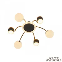 Люстра потолочная LED Ferrara-71040 272040/6 BK/GD Arte Milano белая на 1 лампу, основание чёрное в стиле современный хай-тек 