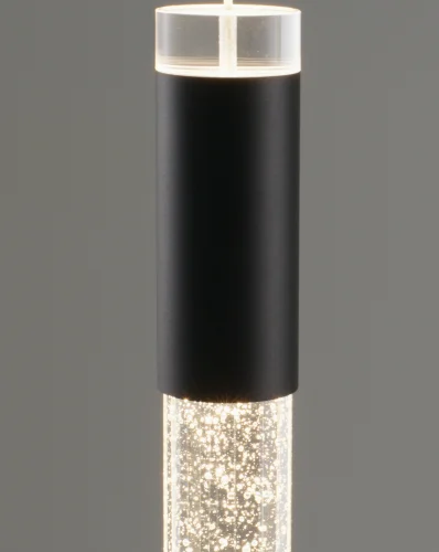 Светильник подвесной LED Ran V10895-PL Moderli чёрный прозрачный 1 лампа, основание чёрное в стиле современный трубочки фото 4