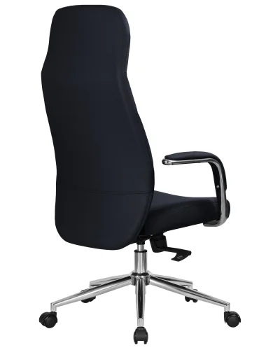 Офисное кресло для руководителей DOBRIN NERO (черный (RXT051-21)) цвет сиденья черный (RXT051-21), цвет основания хромированная сталь Dobrin, чёрный/экокожа, ножки/металл/, размеры - 1200*1285**** фото 4