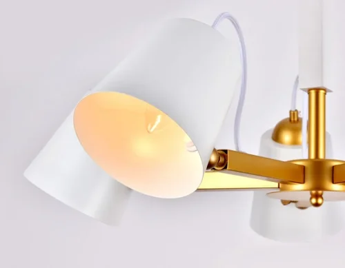 Люстра потолочная TR3101 Ambrella light белая на 5 ламп, основание золотое в стиле современный  фото 4