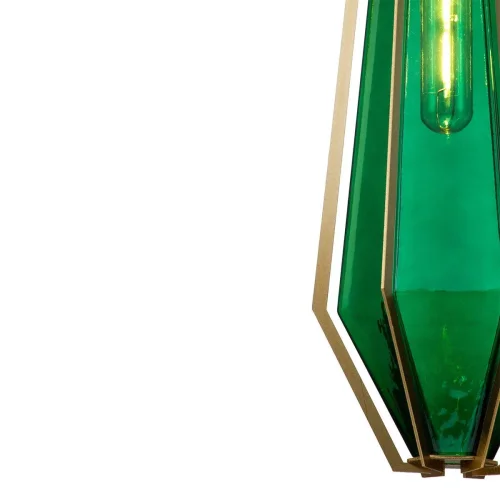 Светильник подвесной Vista V000317 Indigo зелёный 1 лампа, основание золотое в стиле скандинавский выдувное фото 3