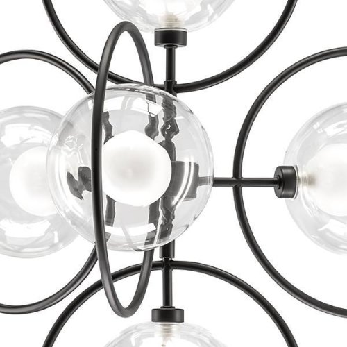 Люстра подвесная Alfa 745057 Lightstar прозрачная чёрная на 5 ламп, основание чёрное в стиле современный шар фото 5