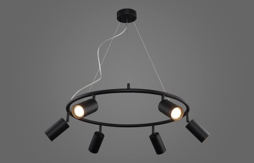 Светильник подвесной RIVO SP6 BL Crystal Lux чёрный на 6 ламп, основание чёрное в стиле минимализм фото 2