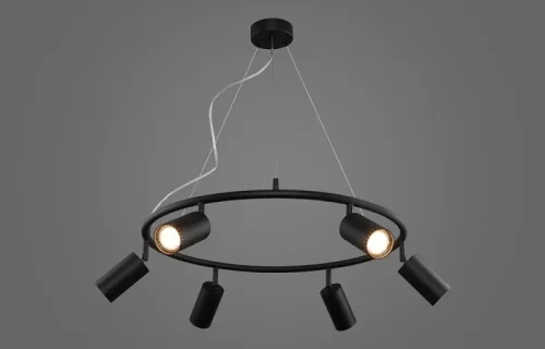 Светильник подвесной RIVO SP6 BL Crystal Lux чёрный на 6 ламп, основание чёрное в стиле минимализм фото 2 Светильник подвесной RIVO SP6 BL Crystal Lux чёрный на 6 ламп, основание чёрное в стиле минимализм фото 2