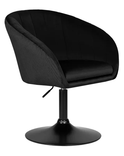 Кресло дизайнерское 8600_BlackBase-LM EDISON BLACK, цвет сиденья черный велюр (1922-21), цвет основания черный Dobrin, чёрный/велюр, ножки//чёрный, размеры - 750*900***600*570 фото 2
