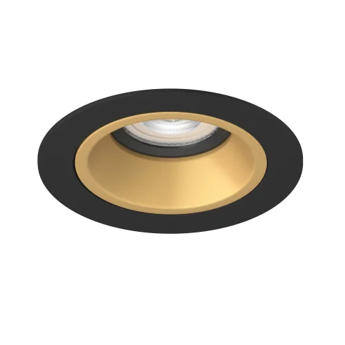 Светильник точечный Domino D61703BMOD Lightstar чёрный золотой на 1 лампу, основание чёрное золотое в стиле современный круглый