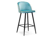 Барный стул Zefir tiffany 15050 Woodville, голубой/велюр, ножки/металл/чёрный, размеры - ****480*500