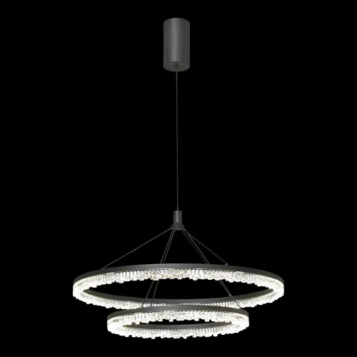 Люстра подвесная LED Hardin LSP-7434 Lussole прозрачная на 1 лампу, основание чёрное в стиле современный кольца