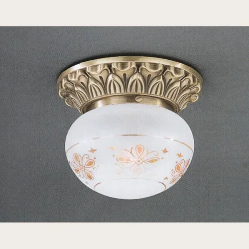 Светильник потолочный PL 7715/1 Reccagni Angelo прозрачный белый на 1 лампу, основание античное бронза в стиле классический  Светильник потолочный PL 7715/1 Reccagni Angelo прозрачный белый на 1 лампу, основание античное бронза в стиле классический