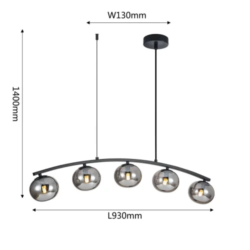 Светильник подвесной Arcata 4054-5P Favourite серый чёрный 5 ламп, основание чёрное в стиле современный шар фото 2