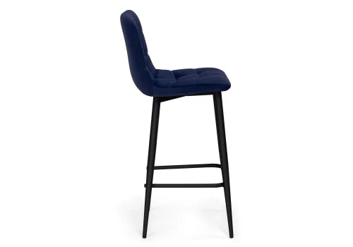 Полубарный стул Чилли К синий / черный 533169 Woodville, синий/велюр, ножки/металл/чёрный, размеры - ****430*420 фото 3