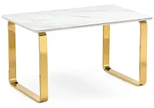 Керамический стол Селена 4 140х80х77 белый мрамор / золото 571414 Woodville столешница белая из керамика