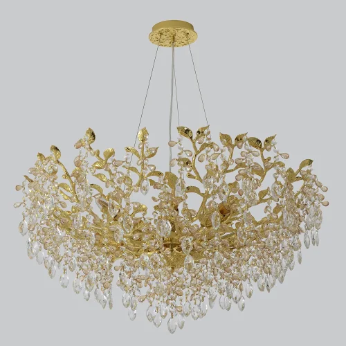 Люстра подвесная EDEN SP10 GOLD Crystal Lux прозрачная на 10 ламп, основание золотое в стиле флористика фото 5