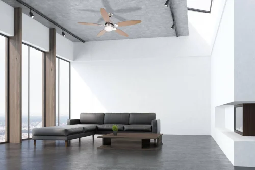 Вентилятор потолочный 0308 Globo в стиле современный, цвет основания / лопастей коричневый серый матовый хром фото 3