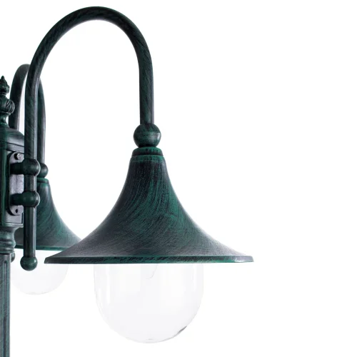 Парковый светильник MALAGA A1086PA-3BG Arte Lamp уличный IP44 зелёный чёрный 3 лампы, плафон прозрачный в стиле классический E27 фото 3