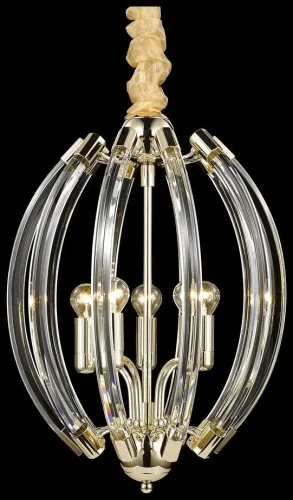 Светильник подвесной Prando WE149.05.303 Wertmark прозрачный 5 ламп, основание золотое в стиле современный 