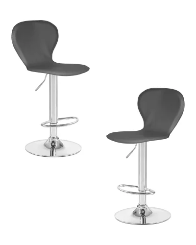 Стул барный набор 2 шт. SET-2 2640-LM ELISA, цвет сиденья серый, цвет основания хром Dobrin, /экокожа, ножки/металл/хром, размеры - 860*1070***390*480 Стул барный набор 2 шт. SET-2 2640-LM ELISA, цвет сиденья серый, цвет основания хром Dobrin, /экокожа, ножки/металл/хром, размеры - 860*1070***390*480