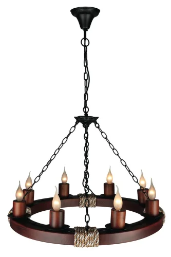 Люстра подвесная Palmela OML-59303-08 Omnilux без плафона на 8 ламп, основание чёрное коричневое в стиле кантри 