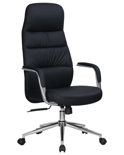 Офисное кресло для руководителей DOBRIN NERO (черный (RXT051-21)) цвет сиденья черный (RXT051-21), цвет основания хромированная сталь Dobrin, чёрный/экокожа, ножки/металл/, размеры - 1200*1285****