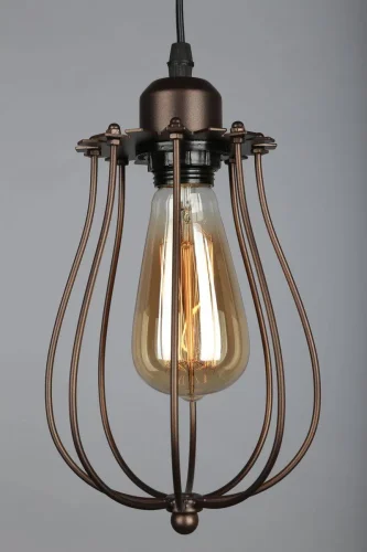 Светильник подвесной лофт Landau OML-90006-01 Omnilux коричневый на 1 лампу, основание коричневое в стиле лофт фото 3