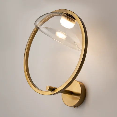 Бра LED Lunare MOD327WL-L5BS3K Maytoni прозрачный на 1 лампу, основание латунь в стиле современный арт-деко кольца фото 4