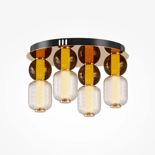 Люстра потолочная LED Drop MOD273CL-L60G3K Maytoni прозрачная янтарная на 1 лампа, основание золотое в стиле современный арт-деко  фото 4
