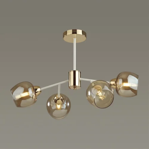 Люстра потолочная Odell 5650/4C Lumion янтарная на 4 лампы, основание золотое в стиле современный  фото 3